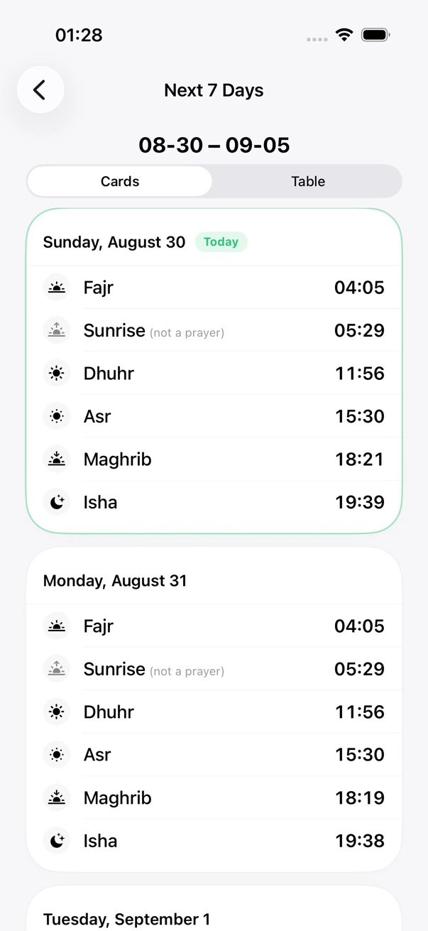 MADAR weekly prayer calendar