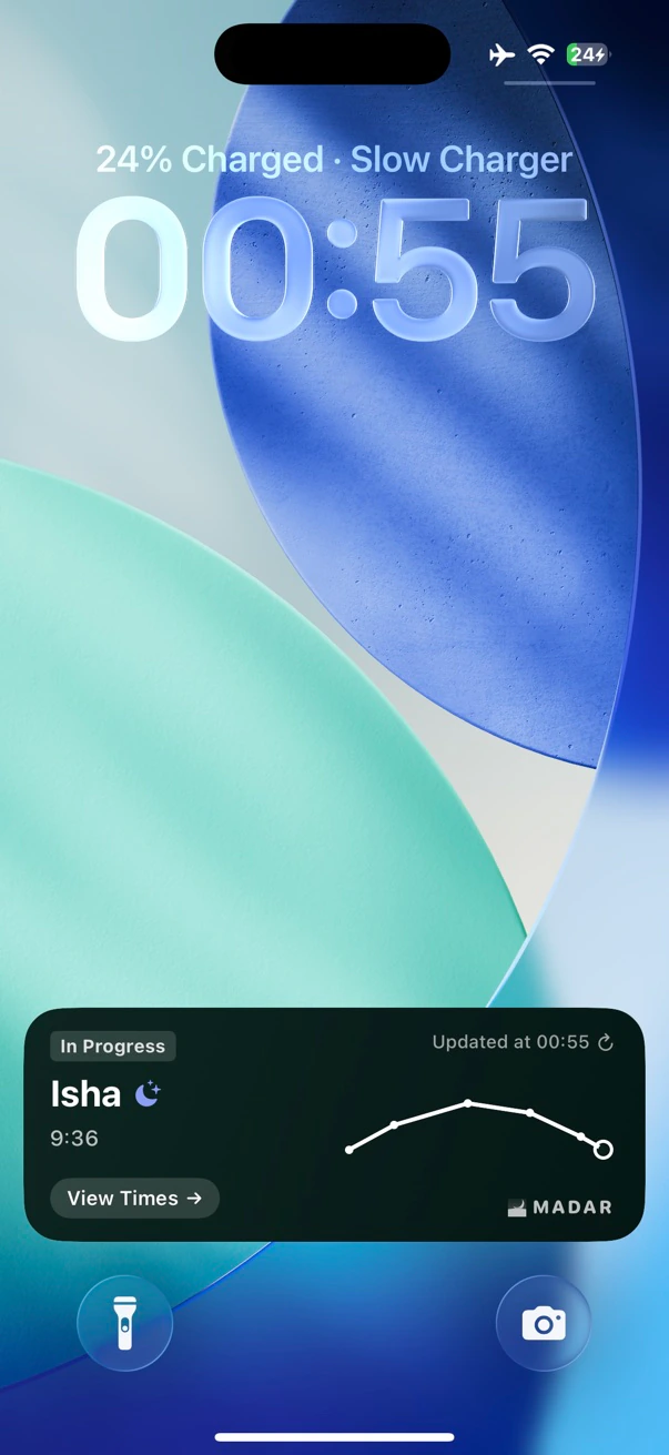 Prayer times widget
